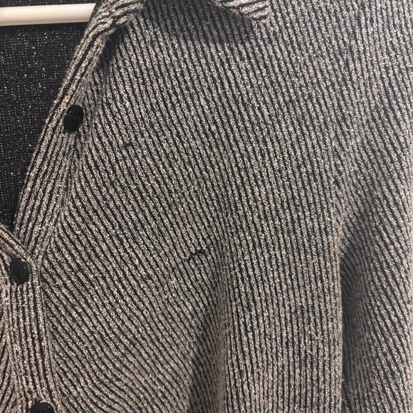 Anthropologie Womens Medium Gray Ribbed Knit Ruched Button Front Midi Dress - Picture 11 of 13